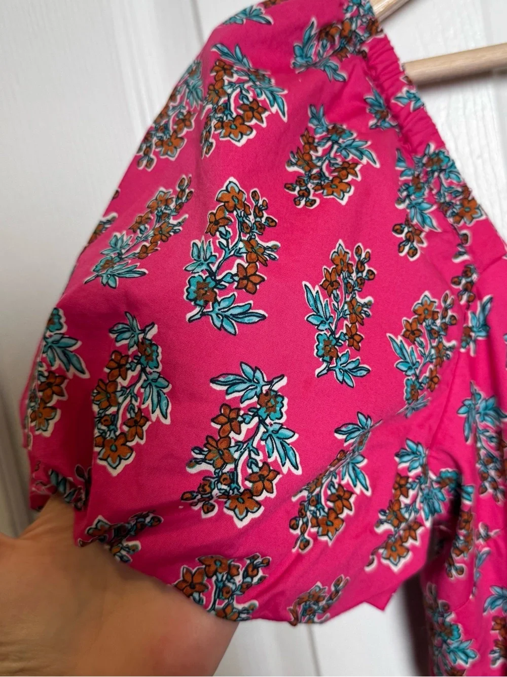 J.Crew Pink Floral Puff Sleeve Smocked Midi Dress Cotton Size 4 Cottagecore